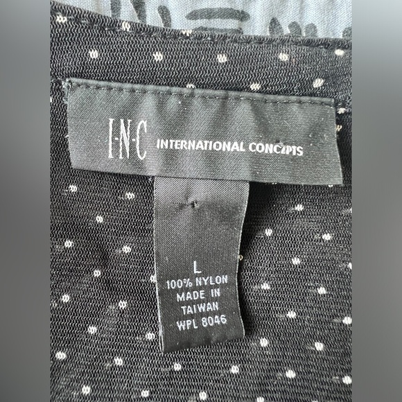 Vintage INC Womens Black Polka Dot Blouse Ruffled Collar Office Siren Large - Picture 3 of 10